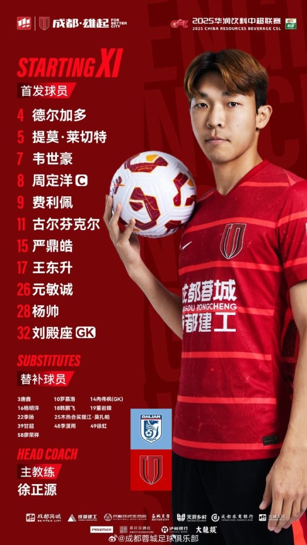 大连英博vs成都蓉城赛事  杆位名单出炉！成都，雄起！