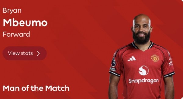 💪继续努力！姆伯莫当选为曼联客战森林全场赛事  最佳球员