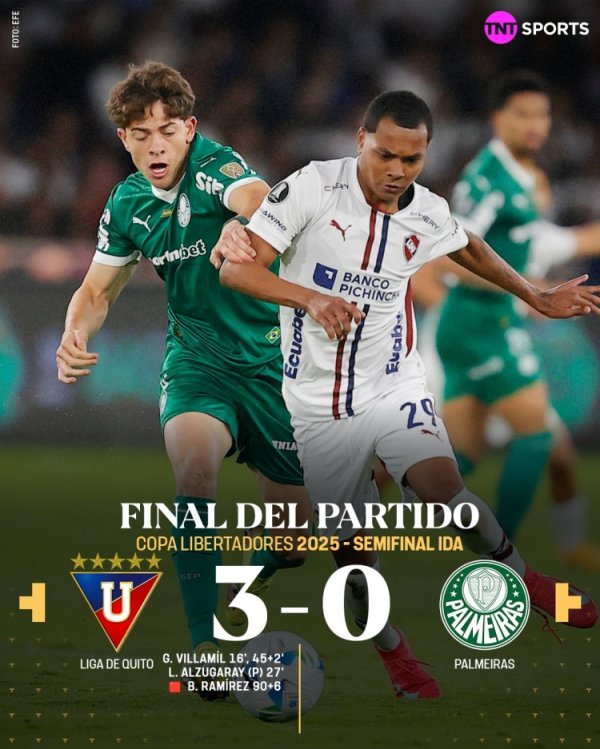 解放者杯准总决赛    首局  ，基多体育大学3-0击败帕尔