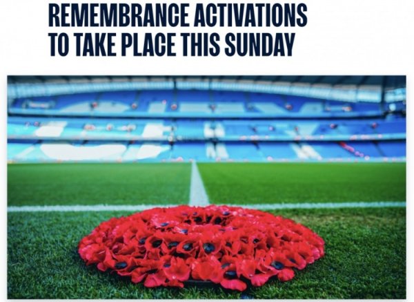 曼城官方：赛前举行阵亡将士纪念日活动，瓜帅献花圈，运动活动 